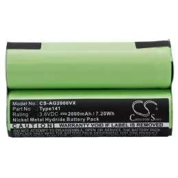 Ni-MH Battery fits Aeg, Electrolux Junior 2.0, Part Number, Aeg 3.6V, 2000mAh