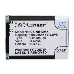 Li-ion Battery fits Canon, Legria Mini X, Powershot G1x Mark Ⅱ, Powershot N100 3.6V, 1900mAh