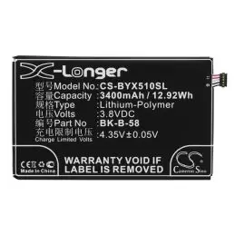 Li-Polymer Battery fits Bbk, vivo x510t, vivo x510w, xplay x510 3.8V, 3400mAh