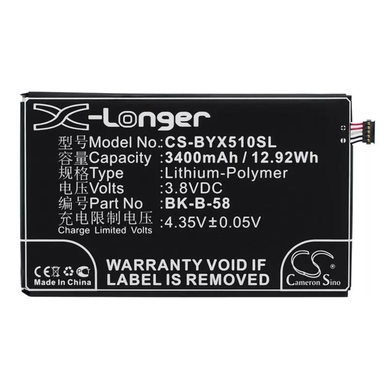 Li-Polymer Battery fits Bbk, vivo x510t, vivo x510w, xplay x510 3.8V, 3400mAh