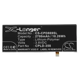 Li-Polymer Battery fits Coolpad,8690, 8690-t00, x7 3.8V, 2700mAh