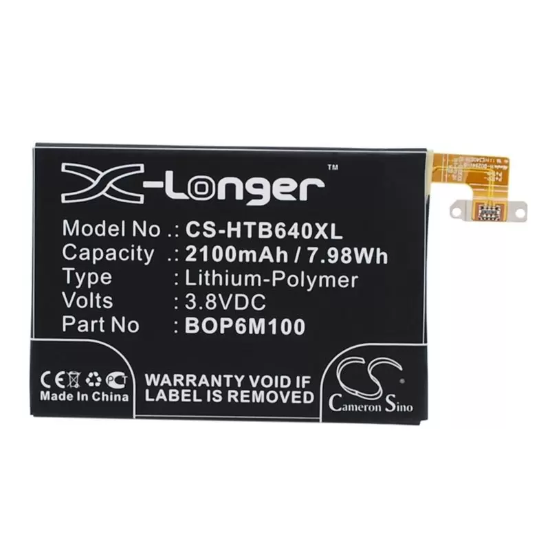 Li-Polymer Battery fits Htc, 0p6b640, 0p8b200, htc6515l 3.8V, 2100mAh
