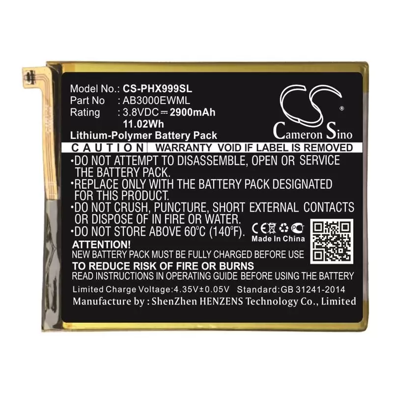 Li-Polymer Battery fits Philips, i999, xenium i999 3.8V, 2900mAh