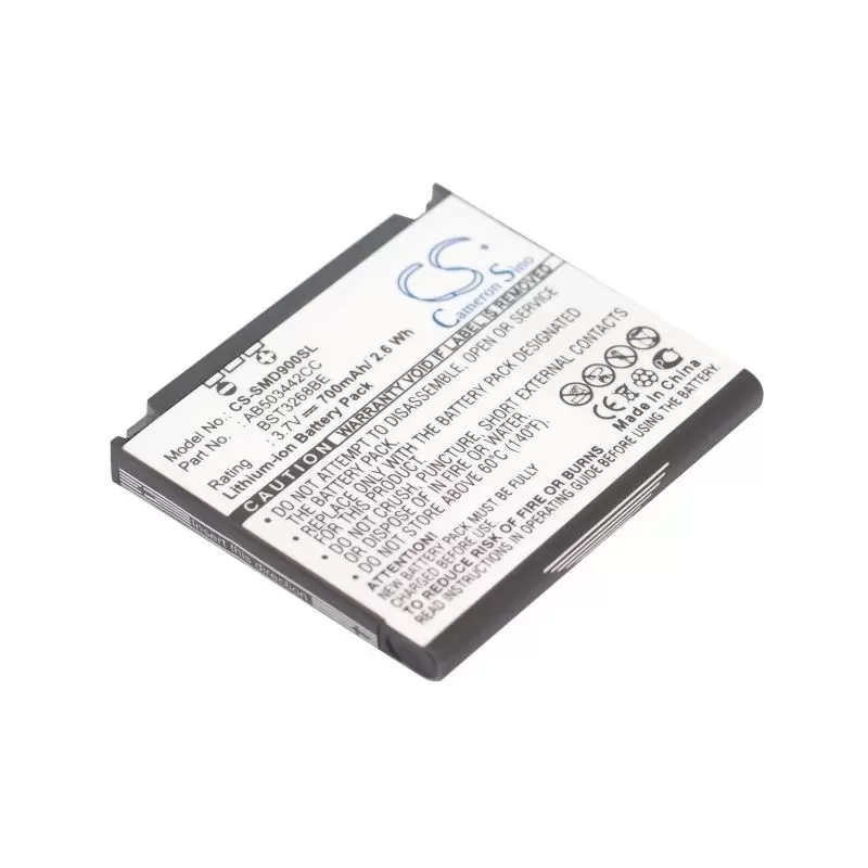 Li-ion Battery fits Samsung, gh-e788, sgh-d900, sgh-d900b 3.7V, 700mAh
