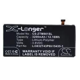 Li-Polymer Battery fits Zte, grand m901c, grand m901q, grand memo ii 3.8V, 3200mAh