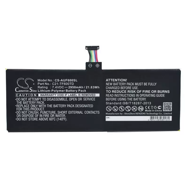 Li-Polymer Battery fits Asus, Vivotab Tf600t 7.4V, 2950mAh