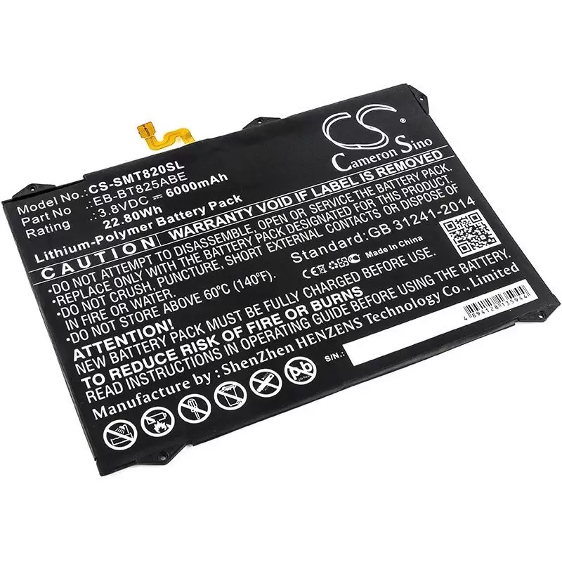 Li-Polymer Battery fits Samsung, Galaxy Tab S3 9.7, Galaxy Tab S3 9.7 Xlte, Sm-t820 3.8V, 6000mAh