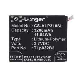Li-Polymer Battery fits Alcatel, One Touch Pixi 3 8.0 3g, One Touch Pixi 3 8.0 Wifi 3.7V, 3200mAh