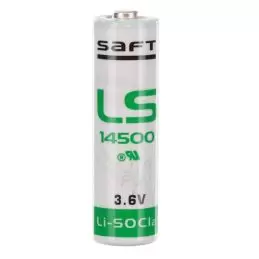 Saft LS14500 AA Size, 3.6V, 2.6Ah Li-SOCl Battery