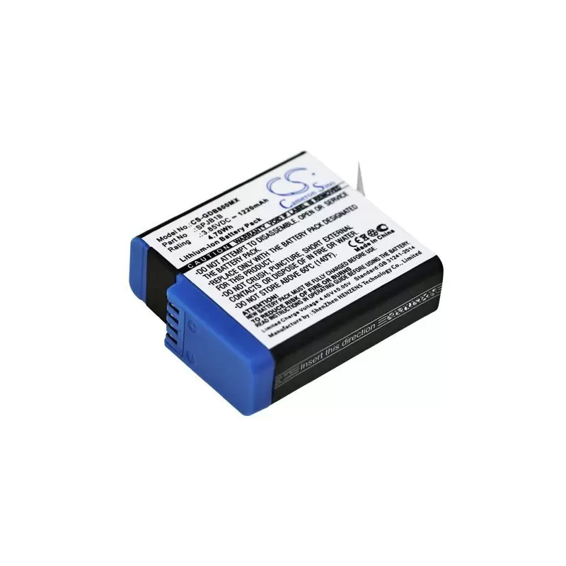 Li-ion Battery fits Gopro, Hd8.01, Hero 5 Black 3.85V, 1220mAh