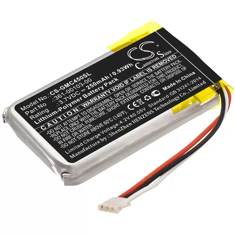 Li-Polymer Battery fits Garmin, Dash Cam 45, Dashcam 45 3.7V, 250mAh