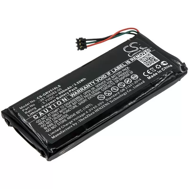 Li-Polymer Battery fits Garmin, 010-01951-00, Rtl510 3.7V, 950mAh