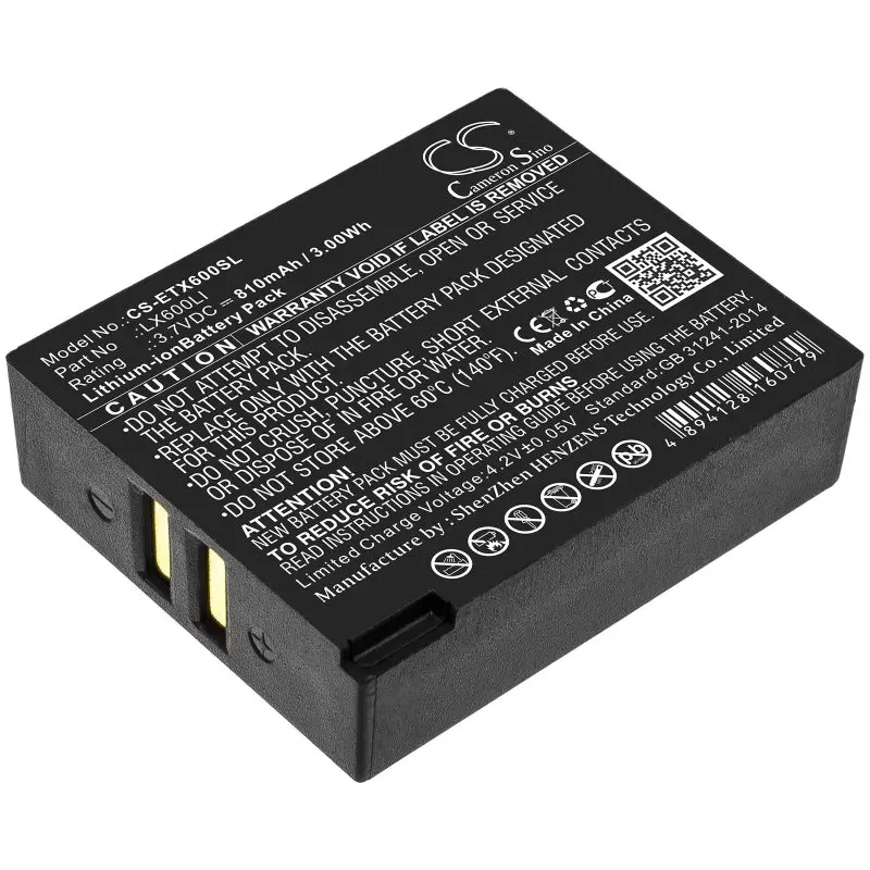 Li-ion Battery fits Eartec, Lx600li 3.7V, 810mAh