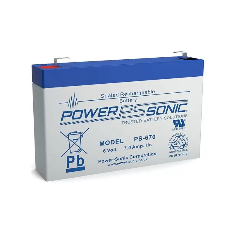 Power Sonic PS-670 General Purpose Vrla Battery Replaces 6V-7.00Ah