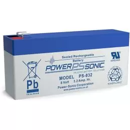 Power Sonic PS-832 General Purpose Vrla Battery Replaces 8V-3.20Ah