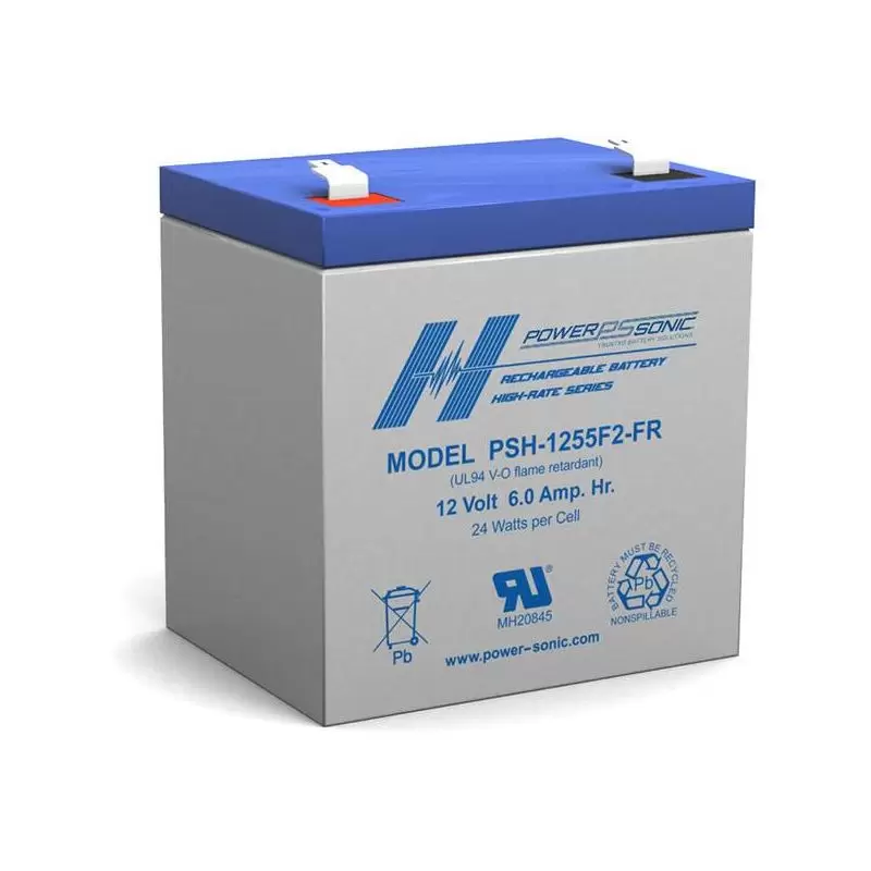 Power Sonic PSH-1255FR High-rate Vrla Battery Replaces 12V-6.00Ah