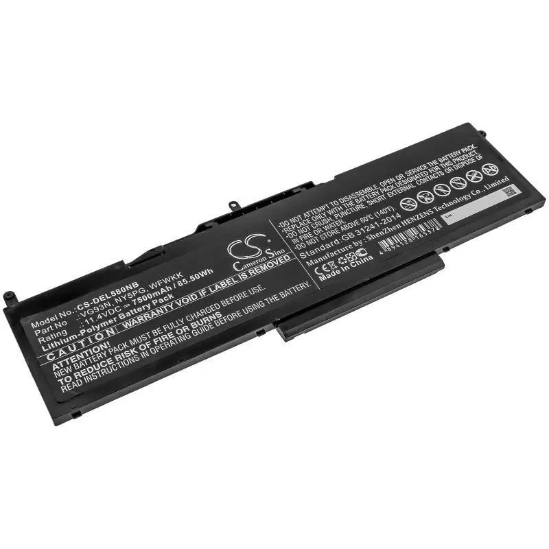 Li-Polymer Battery fits Dell, Latitude 5580, Latitude 5591, Precision 15 3520 11.4V, 7500mAh