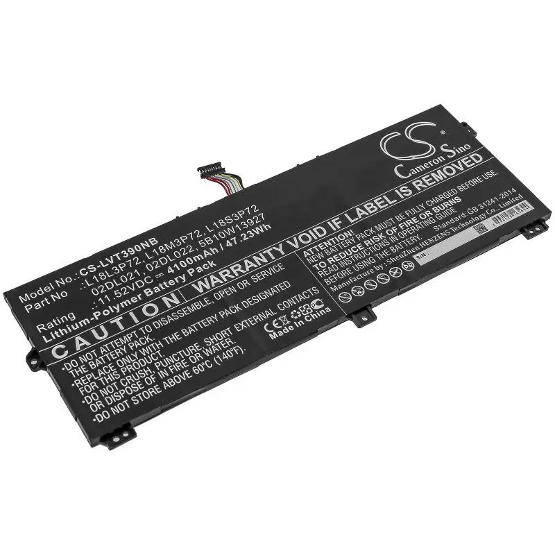 Li-Polymer Battery fits Lenovo, Thinkpad X390 Yoga, Thinkpad X390 Yoga(20nna005cd) 11.52V, 4100mAh