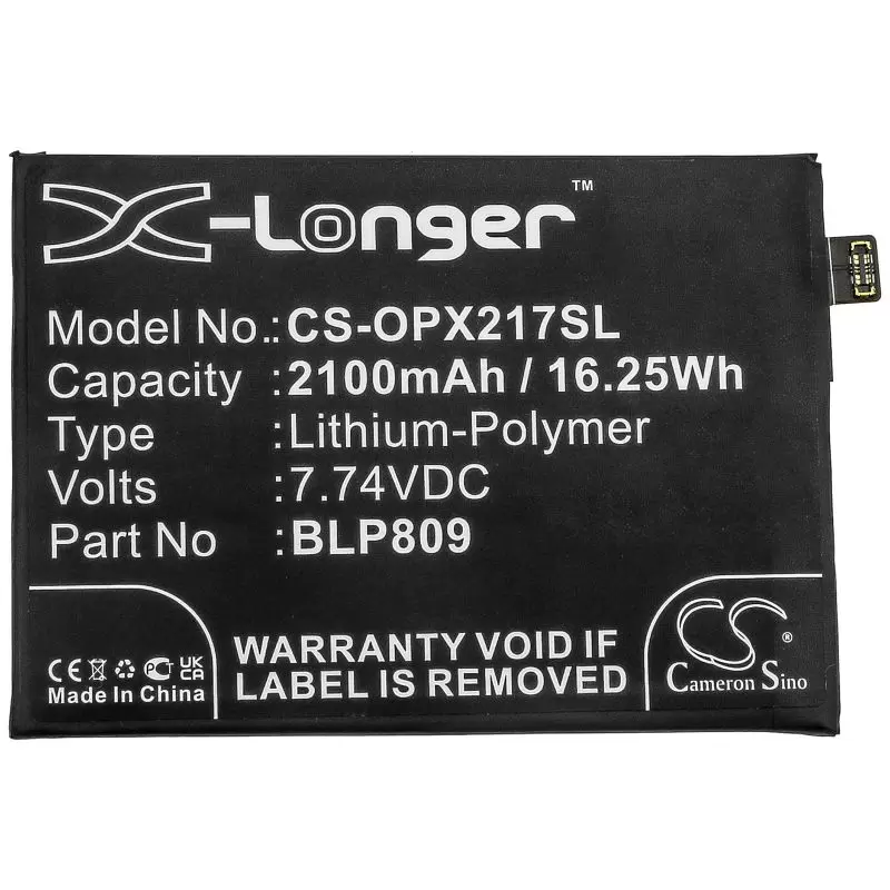 Li-ion Battery fits Oppo, Realme Q2 Pro, Rmx2173 7.74V, 2100mAh