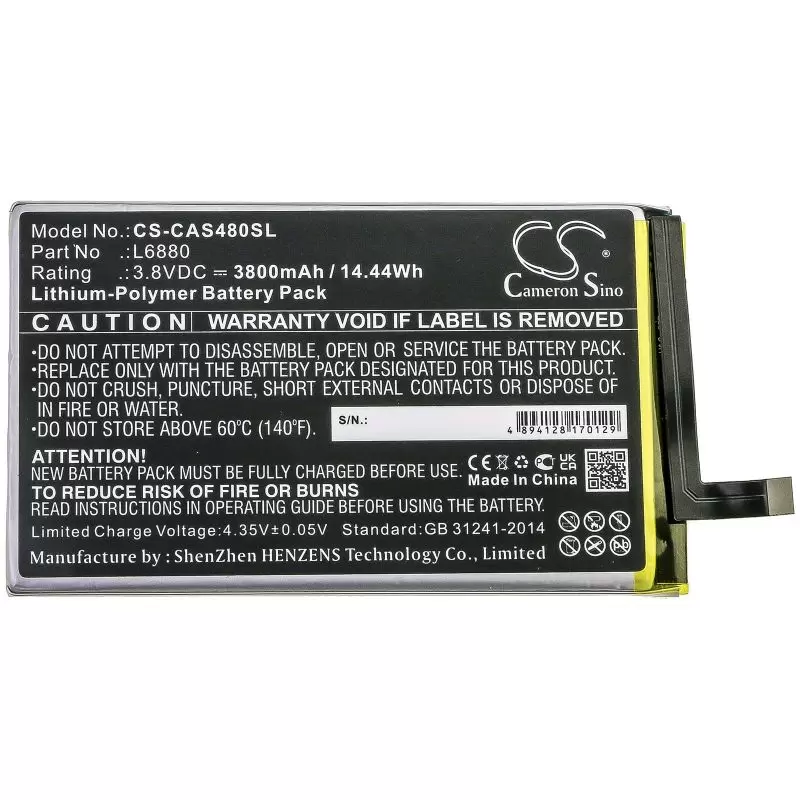 Li-ion Battery fits Caterpillar, Cat S48c 3.8V, 3800mAh