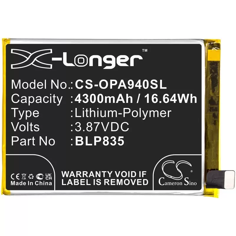 Li-Polymer Battery fits Oppo, A94, A94 2021, Cph2203 3.87V, 4300mAh