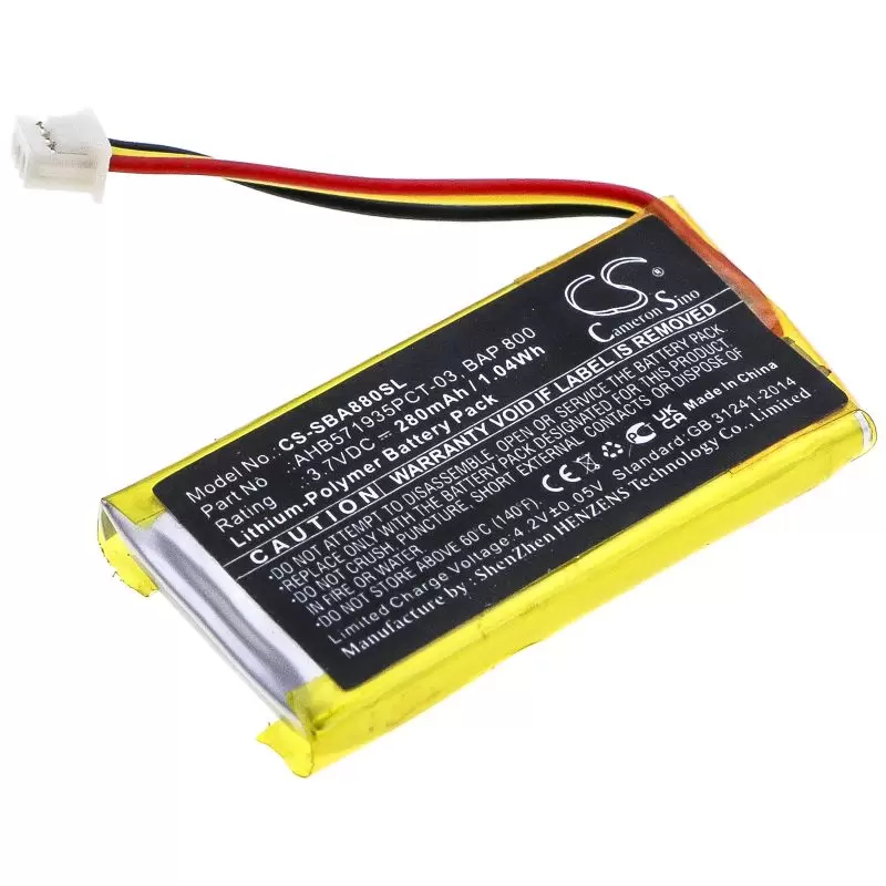 Li-Polymer Battery fits Sennheiser, Flex 5000, Rs 5000, Set 880 3.7V, 280mAh