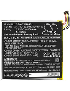 Li-Polymer Battery fits Acer, A1-840-131u, A1-840-16pt, A1-840fhd-10g2 3.7V, 5000mAh