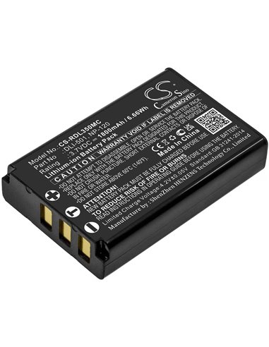 Li-ion Battery fits Rollei, Powerflex 350 Wifi 3.7V, 1800mAh / 6.66Wh