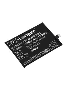 Li-Polymer Battery fits Redmi, 22031116bg, Note 11s 3.87V, 4900mAh / 18.96Wh
