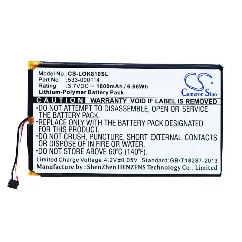 Li-Polymer Battery fits Logitech, Iiiuminated Keyboard K810, K810, Part Number 3.7V, 1800mAh