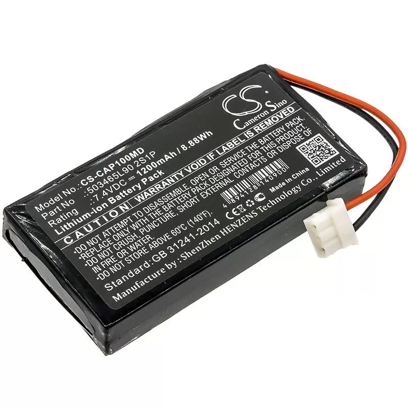 Li-ion Battery fits Charmcare, Accuro Pulse Oximeter, Accuro Tabletop Pulse Oximeter, Part Number 7.4V, 1200mAh